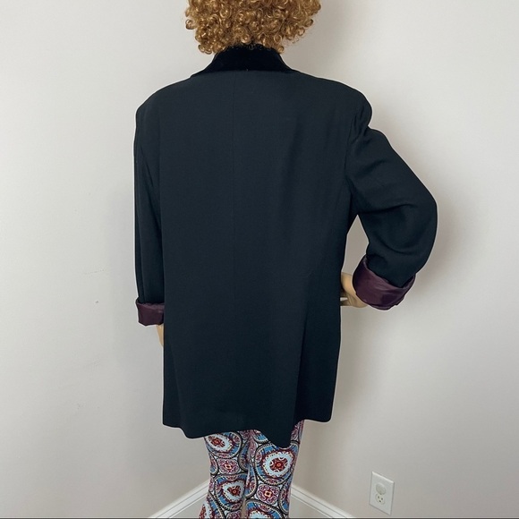 American Made Vintage Wool Blazer – Black, Size 14 - Picture 5 of 11